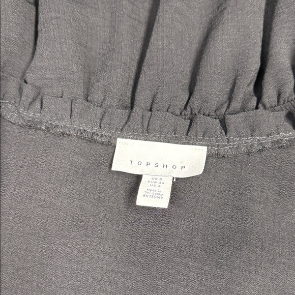 Topshop Dark black Ruffle V-Neck Blouse - Picture 2 of 5